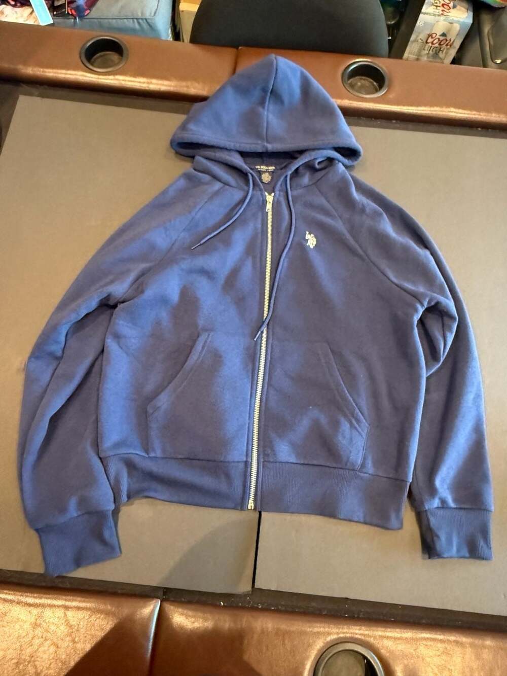 U.S. Polo Assn. Women's Blue Fleece Active Zip Up Hoodie Size M
